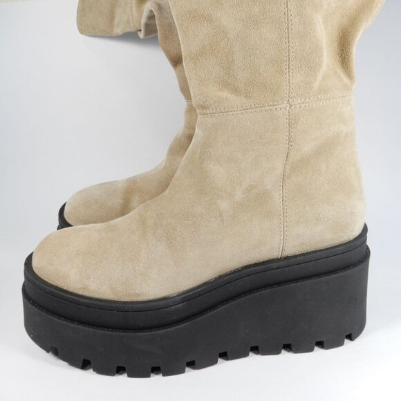 Free People London Calling Wedge Over-the-Knee Boots Size 37 7 Stone Suede NEW - Picture 7 of 15